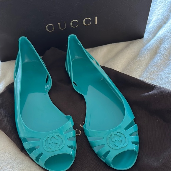 Gucci Shoes - Gucci Women's Turquoise Jelly Flats